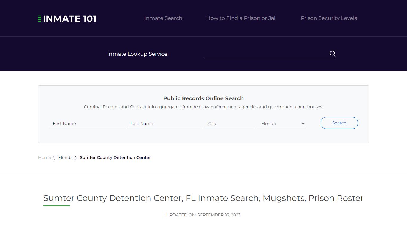Sumter County Detention Center, FL Inmate Search, Mugshots, Prison ...